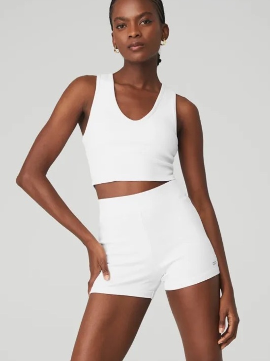 ALO Yoga Tops - Alo Yoga Goddess Ribbed Cropped Racerback Tank - White